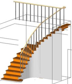 Лестница поворотная Г-образная с деревянными ступенями
